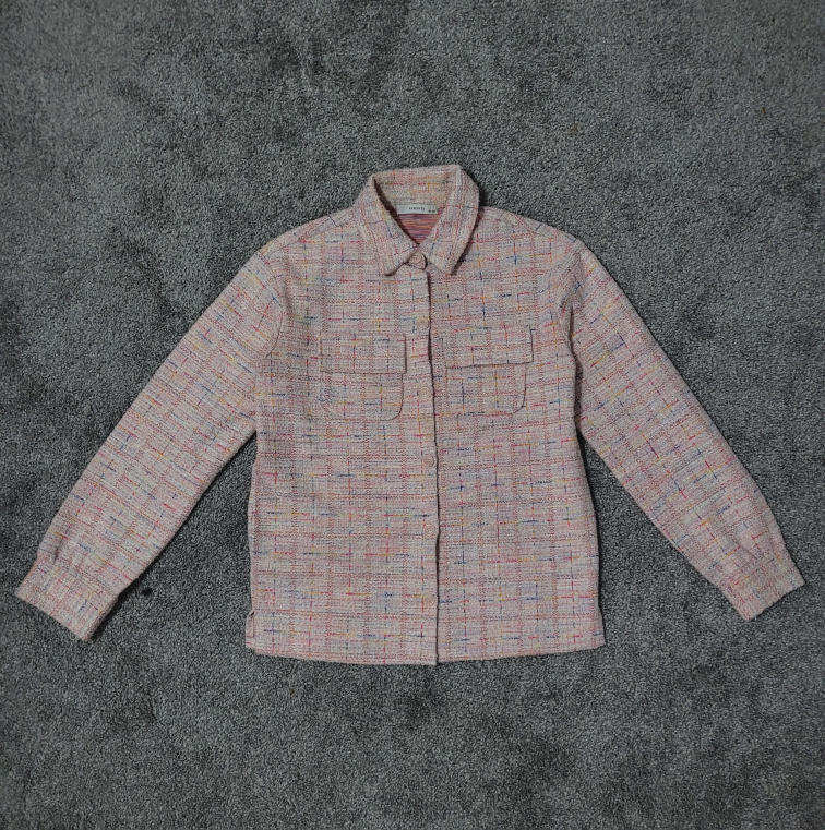 Pink Tweed Button-Up Jacket