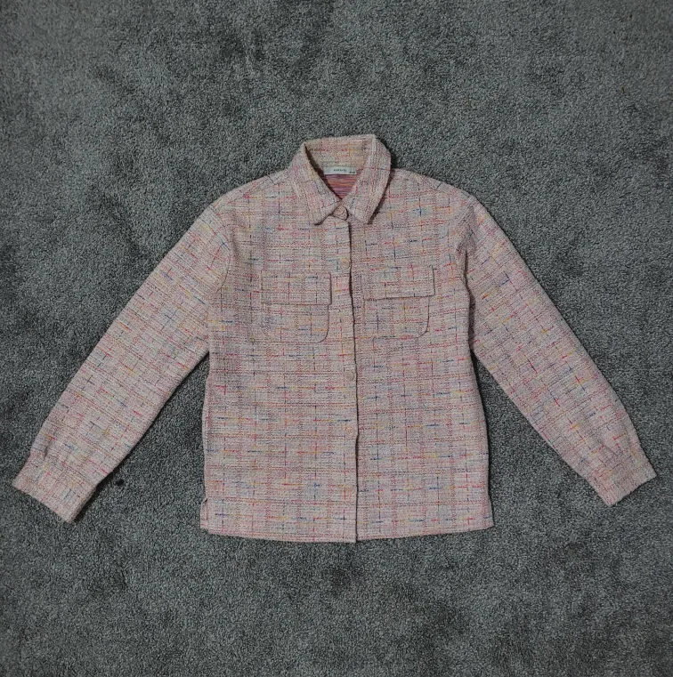 RESERVED Pink Tweed Button-Up Jacket thumbnail