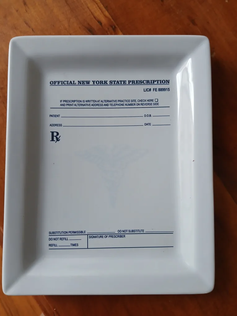 Fishs Eddy NY State Prescription Pad Plate thumbnail