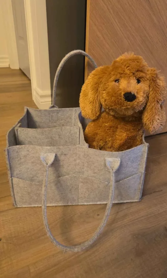 Grey Felt Diaper Caddy Organizer thumbnail