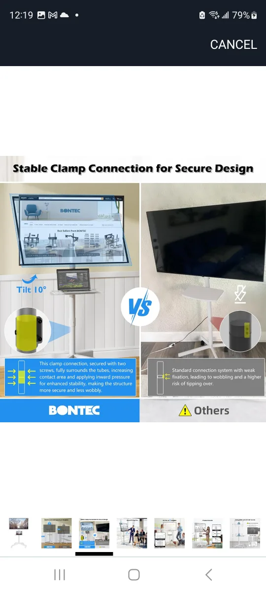 BONTEC Mobile TV STAND with Tilt Function image indicator(4)