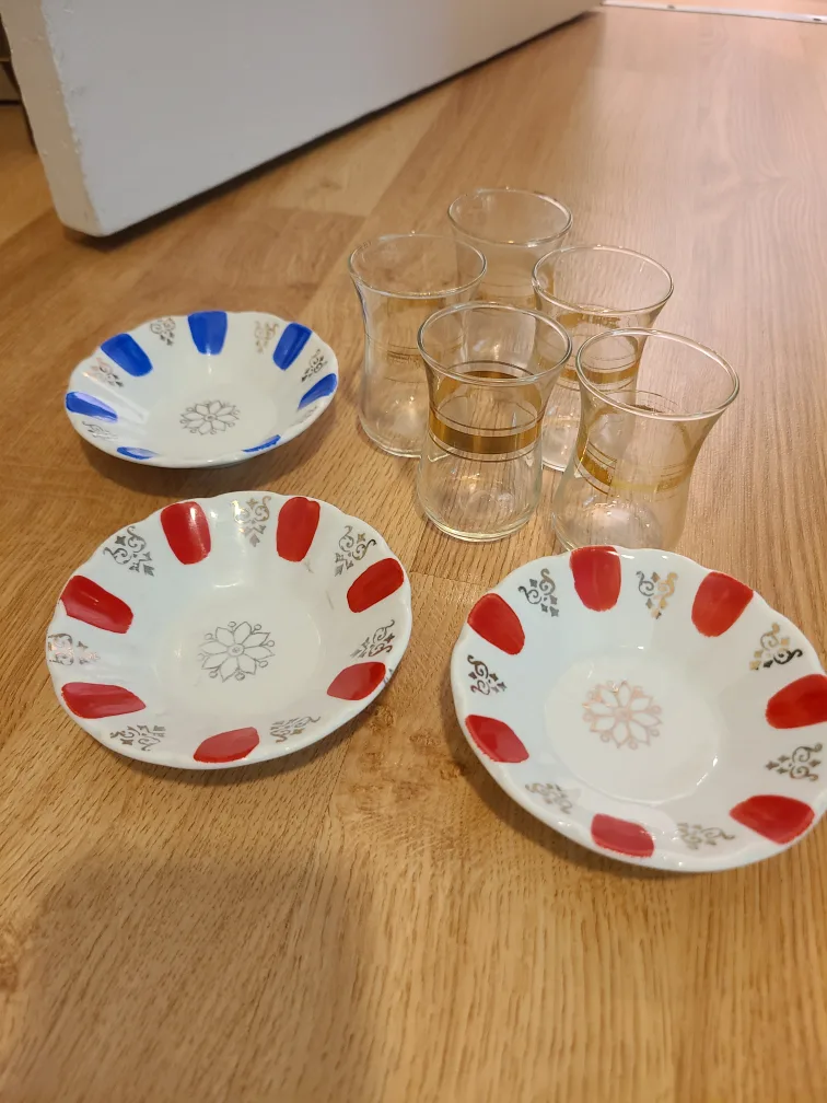Turkish Tea Set with Saucers and Glasses 🥕 image indicator(2)
