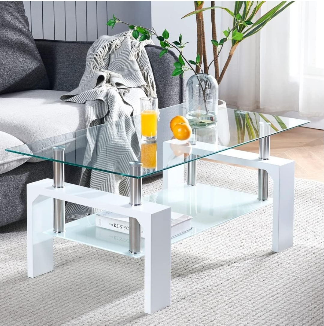 White Glass Top Coffee Table - photo 2