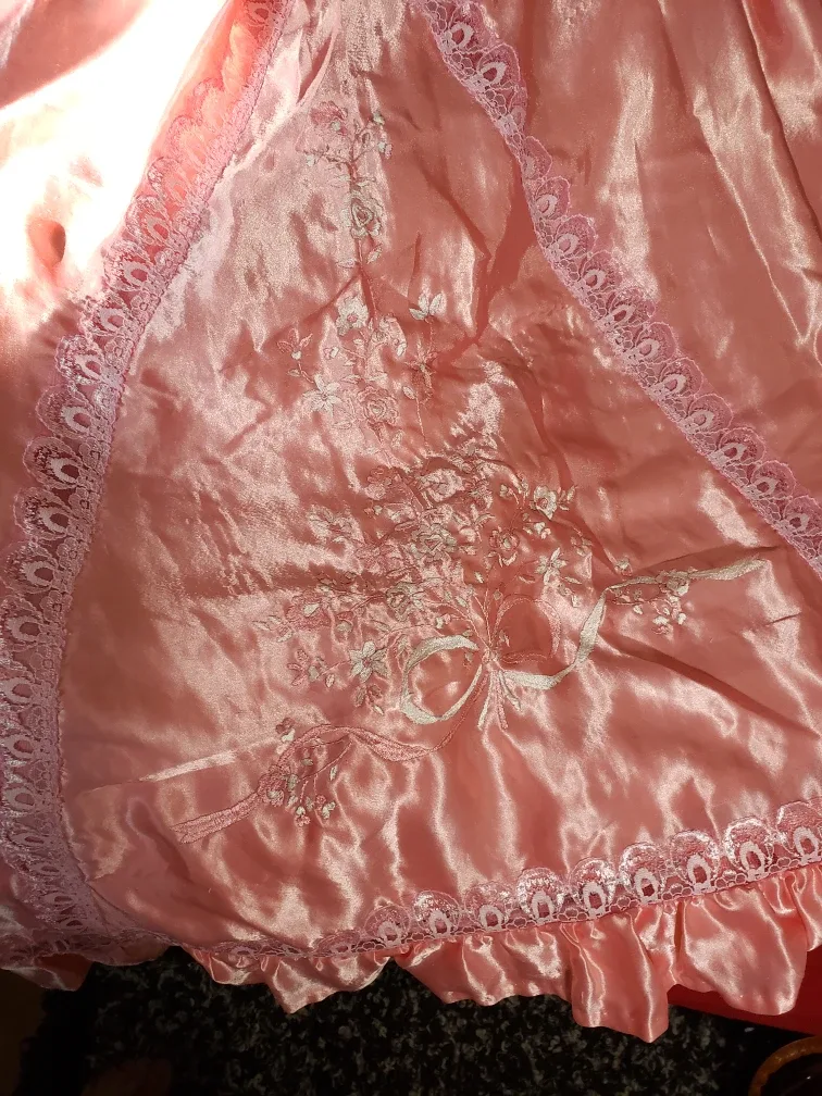 set Pink Satin Lingerie Dress with Lace Trim large x large image indicator(4)