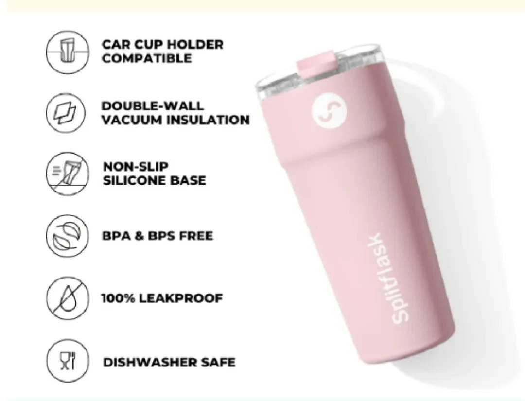 🥕 NIB Two Chamber Splitflask Hot & Cold Vacuum Insulated Tumbler image indicator(4)