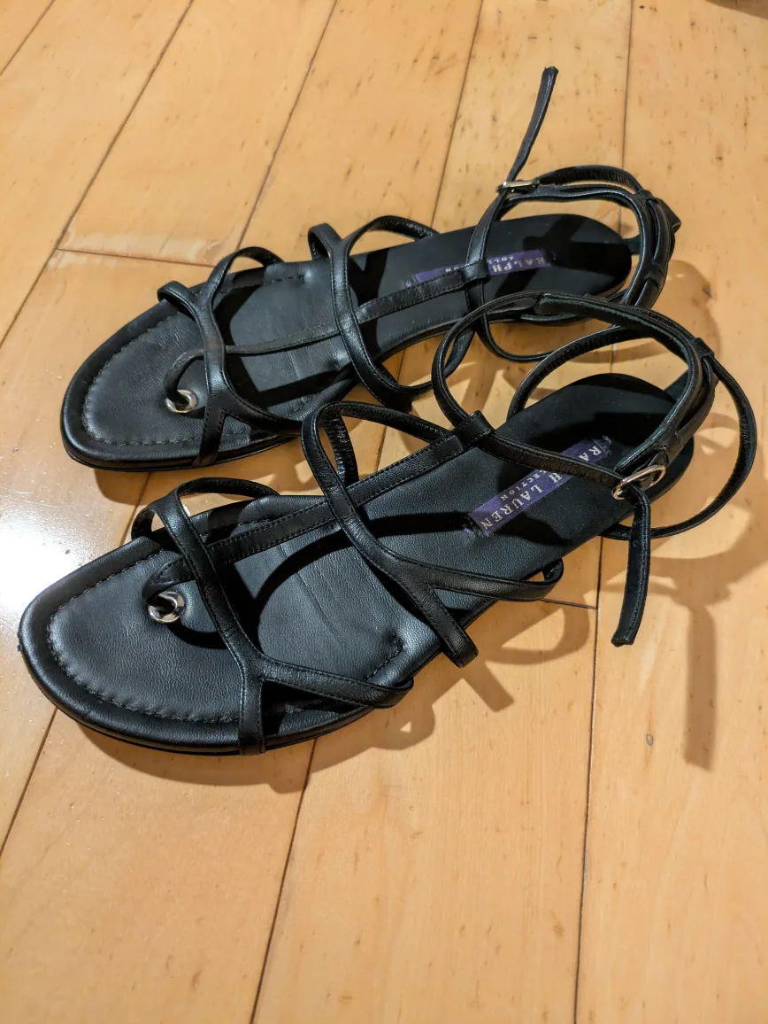 Ralph Lauren Collection Black Leather Sandals image indicator(2)