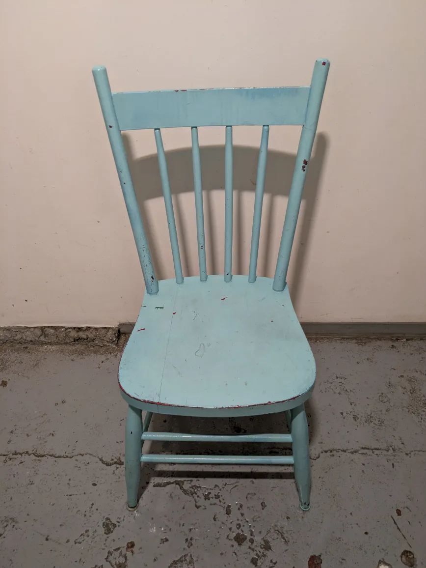 Vintage Painted Wooden Chair - Light Blue 🥕 thumbnail