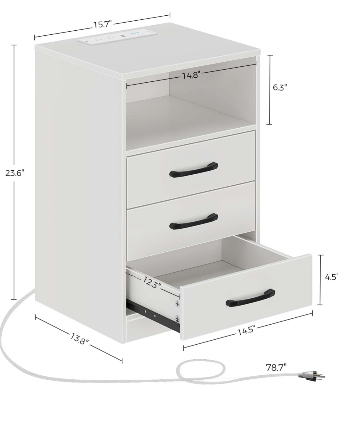 Nightstand with Charging Station and night light - photo 2