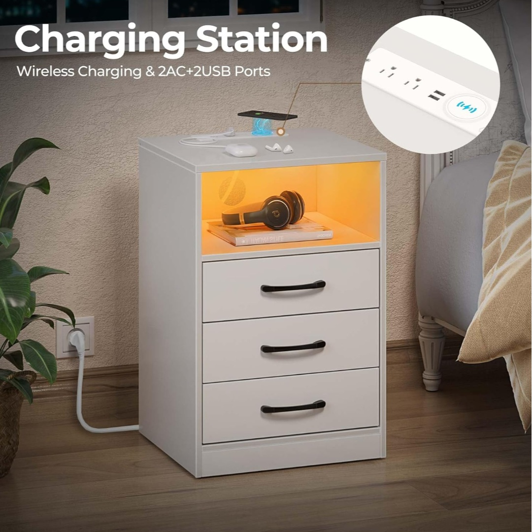 Nightstand with Charging Station and night light - photo 3