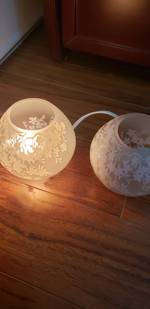 Floral Patterned Frosted Glass Globe Lamp - photo 2