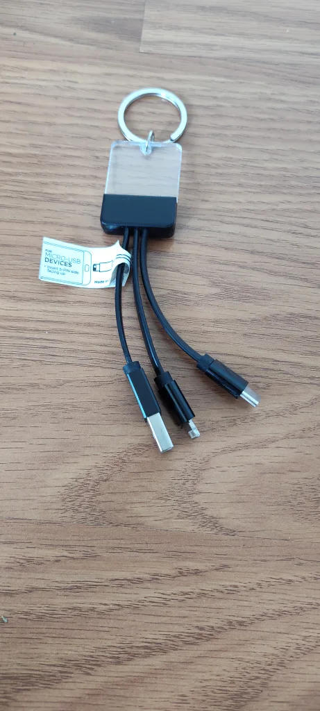 3-in-1 USB Charging Cable Keychain - Black thumbnail
