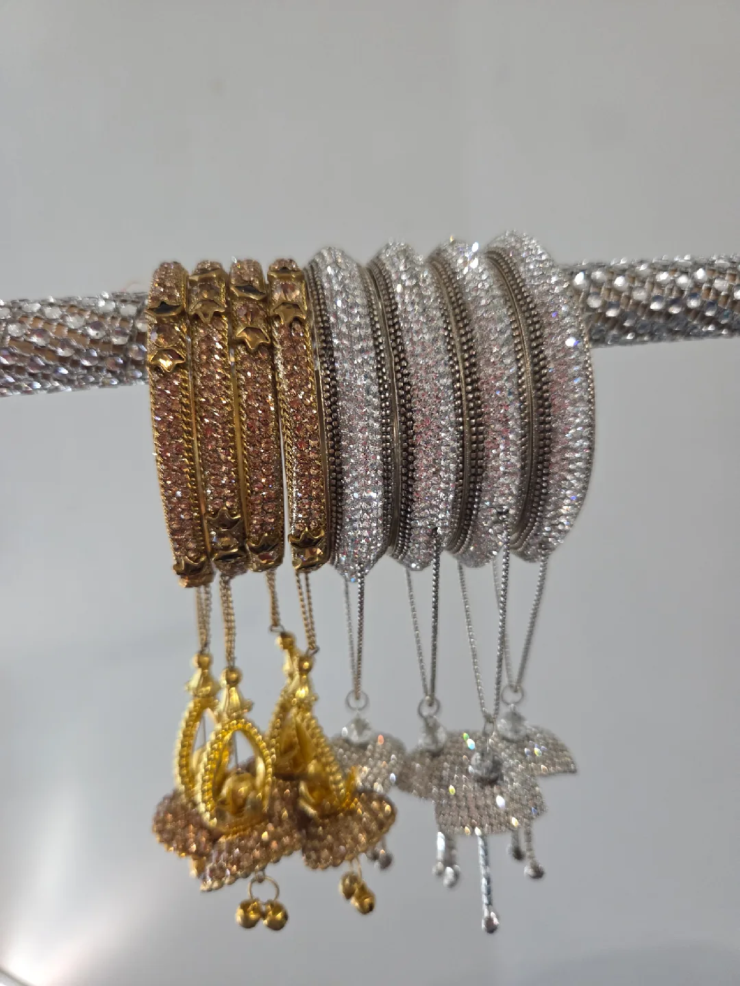 Set of 3 Bangles: Gold, Red, Silver image indicator(4)