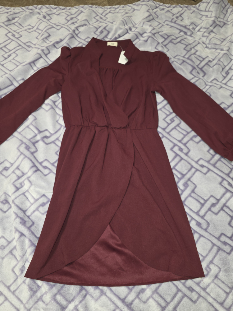 Burgundy Long Sleeve Dress - photo 2