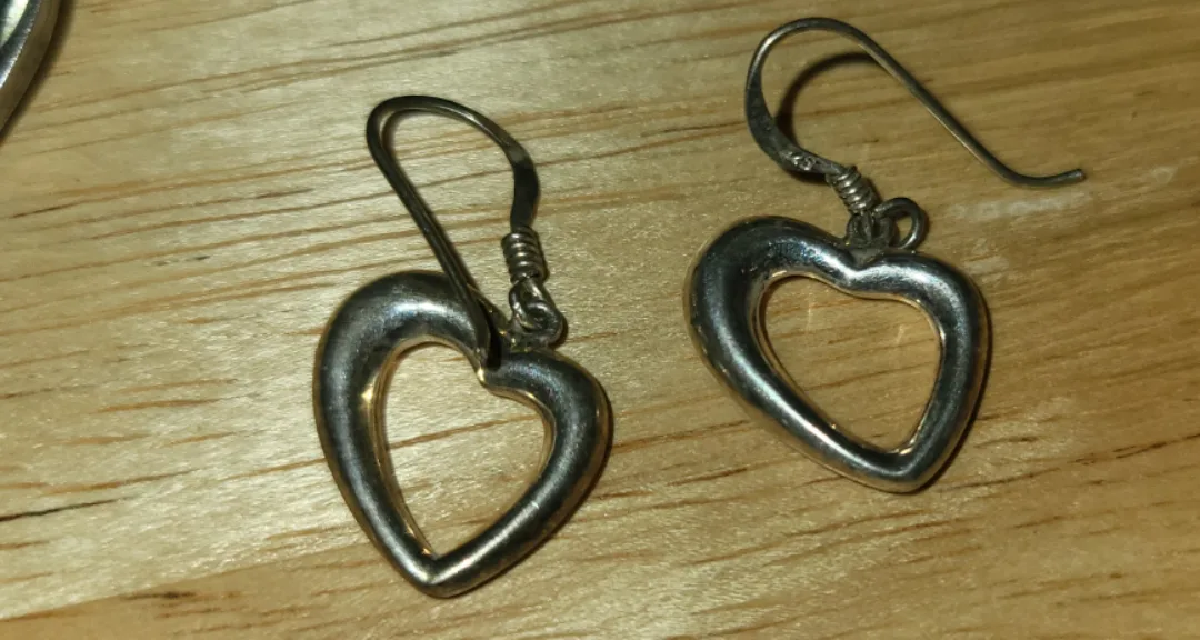 Sterling Silver Heart Drop Earrings thumbnail
