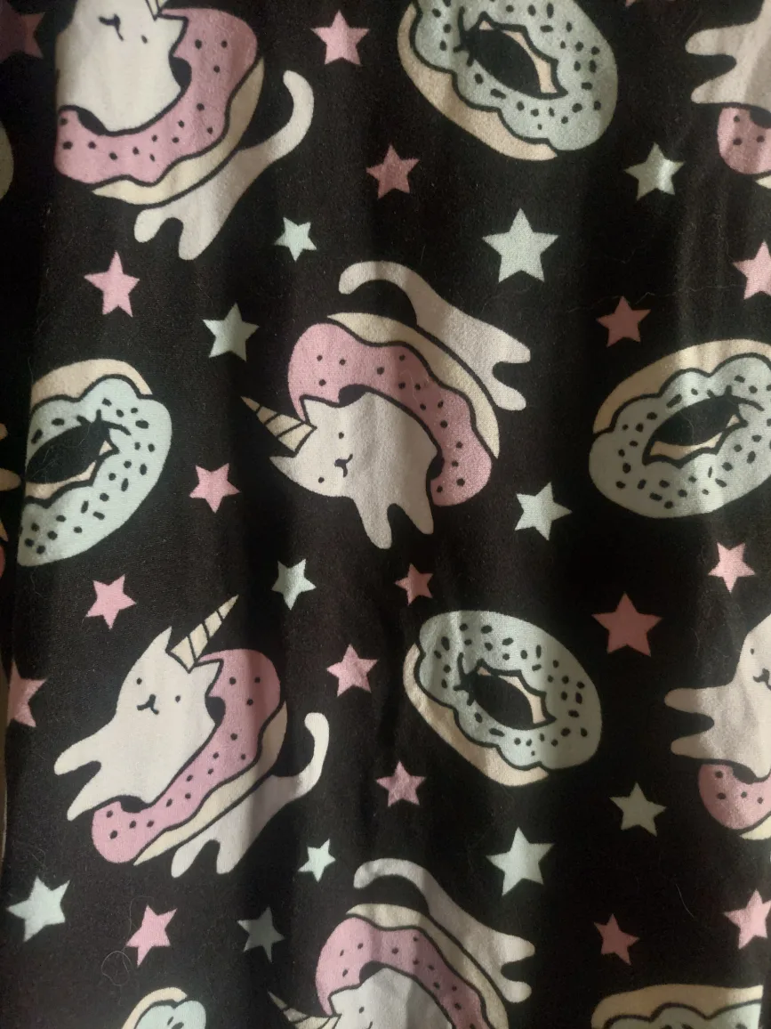 Ladies Black T-Shirt with Unicorn Cat Donut Pattern by George image indicator(2)