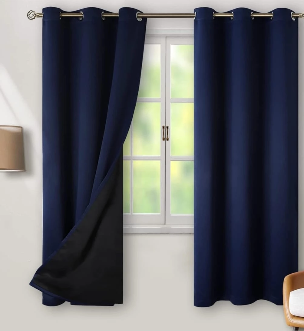 Navy Blue Thermal Insulated Blackout Curtains