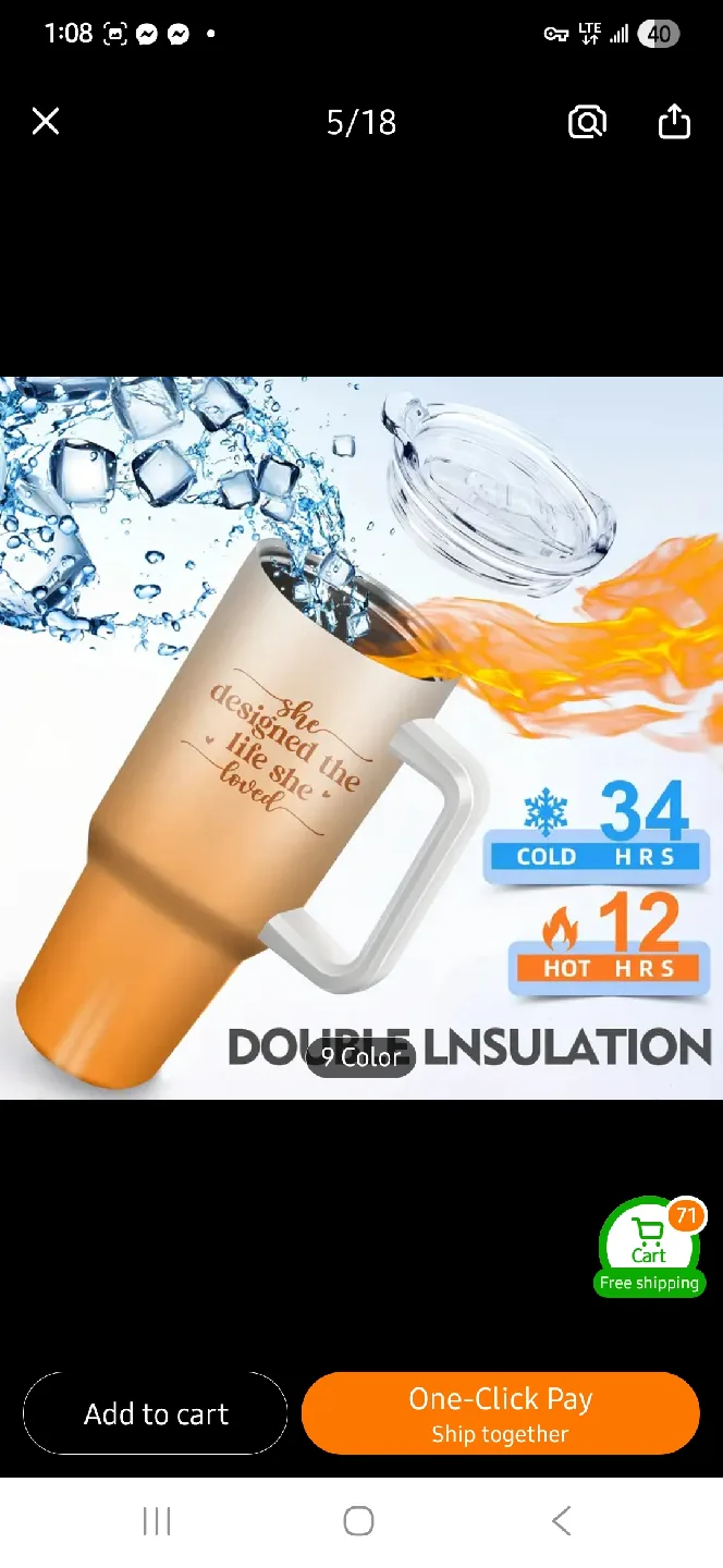 NEW Blue Customizable 40oz Tumbler 🧊 image indicator(3)