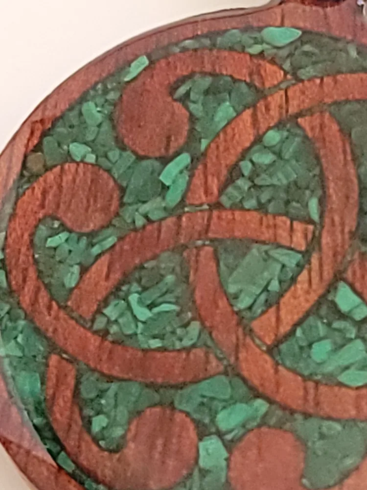 Celtic Knot Wood & Malachite Pendant Necklace image indicator(5)