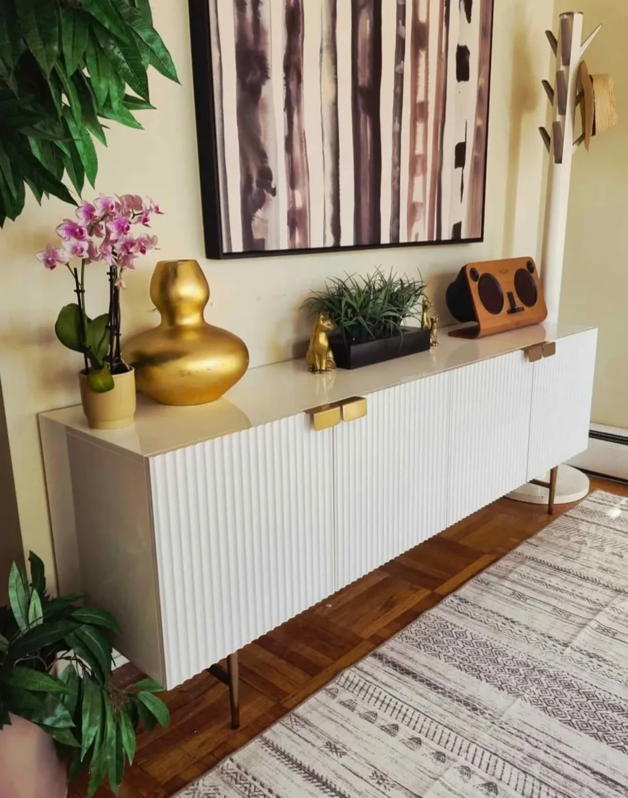 Brand New White Lacquer Sideboard With a Gold Accents thumbnail