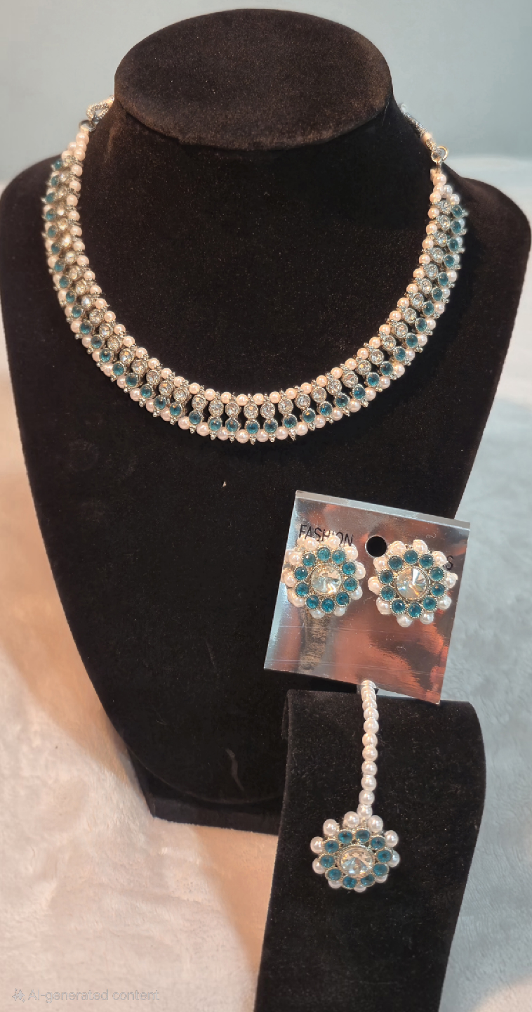 2 Necklaces + Earrings + Forehead Piece- Combo Steal at $50! 💎✨ - photo 2