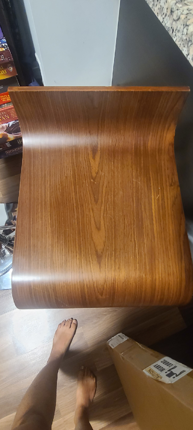 Set of Two Adjustable Wood & Chrome Bar Stools - photo 3
