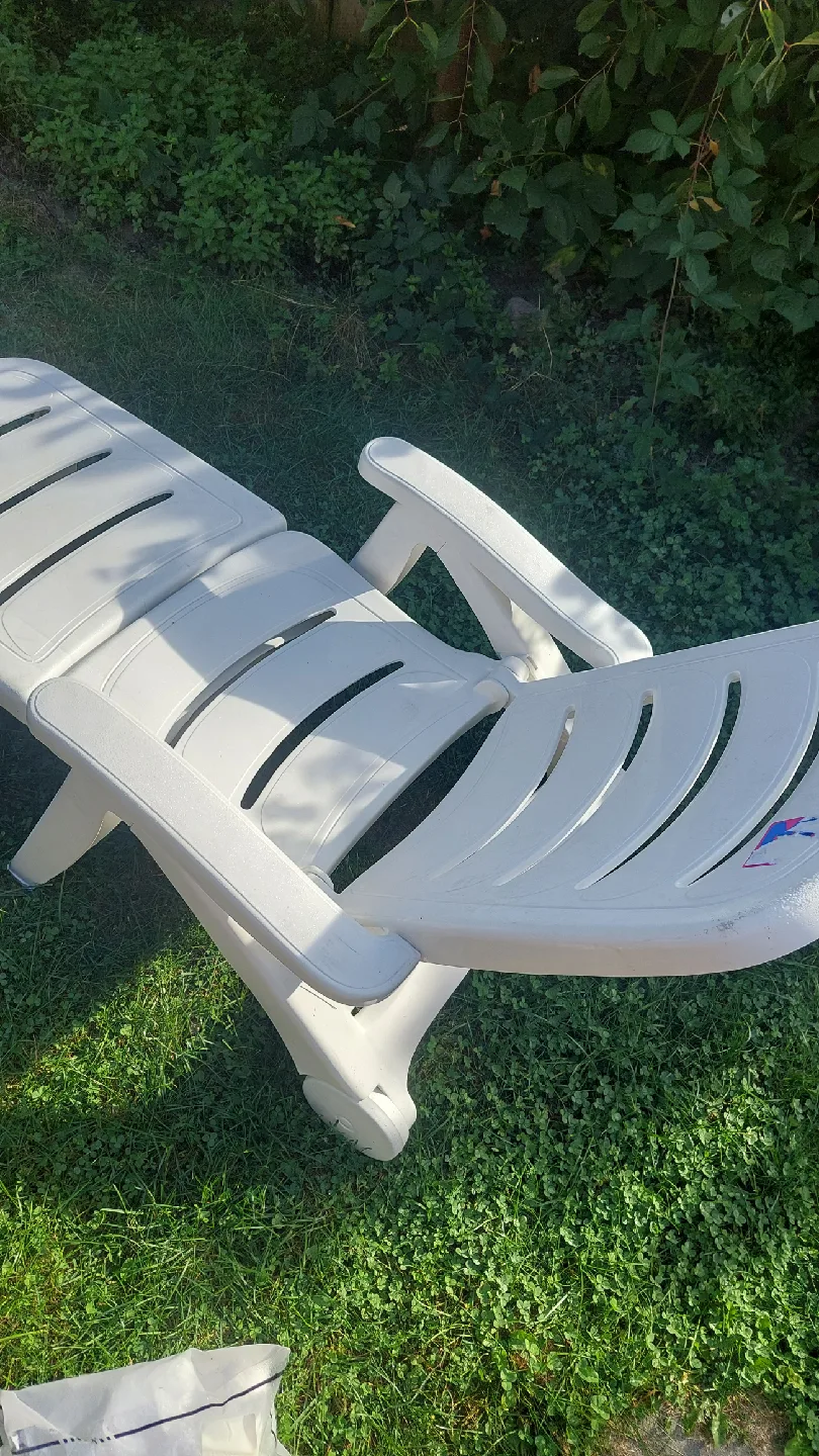 White Plastic Outdoor Lounger Chair thumbnail
