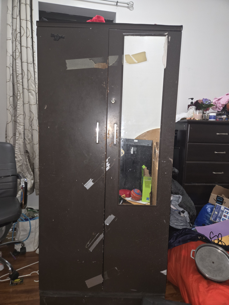 Metal Wardrobe Cabinet with Mirror