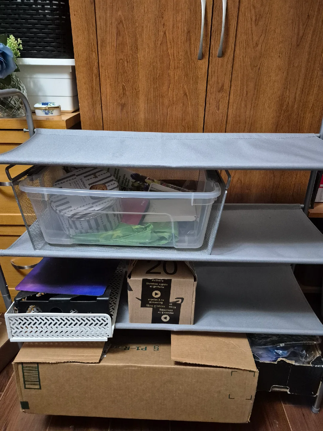 Grey 4-Tier Shoe / Accessory Shelf Unit image indicator(3)