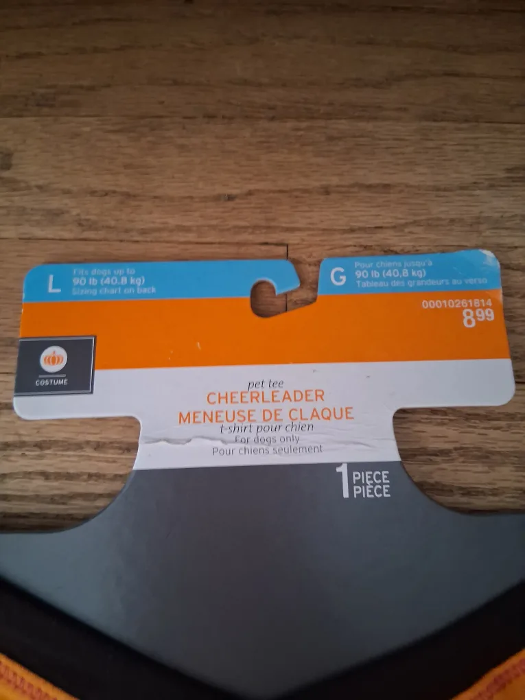 Dog Cheerleader Costume - Pet Tee, Size L image indicator(2)