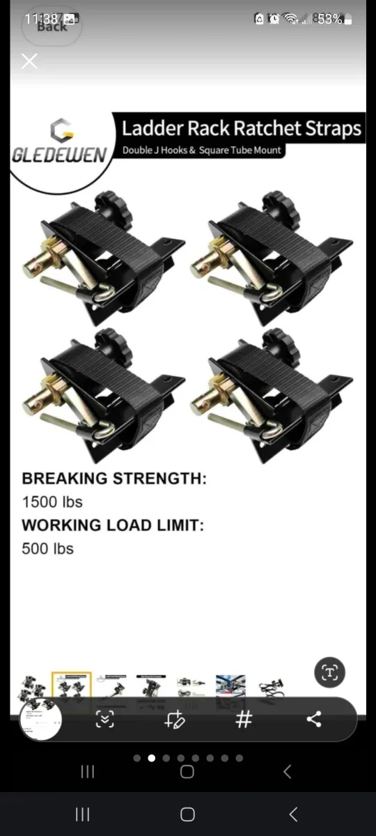 GLEDEWEN Ladder Rack Ratchet Straps - Black (4 Pcs) image indicator(2)