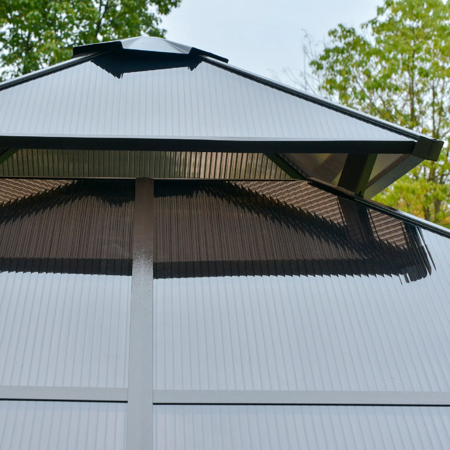 New Hard Top Gazebo with Curtains 9.8 x 9.8 ft image indicator(7)