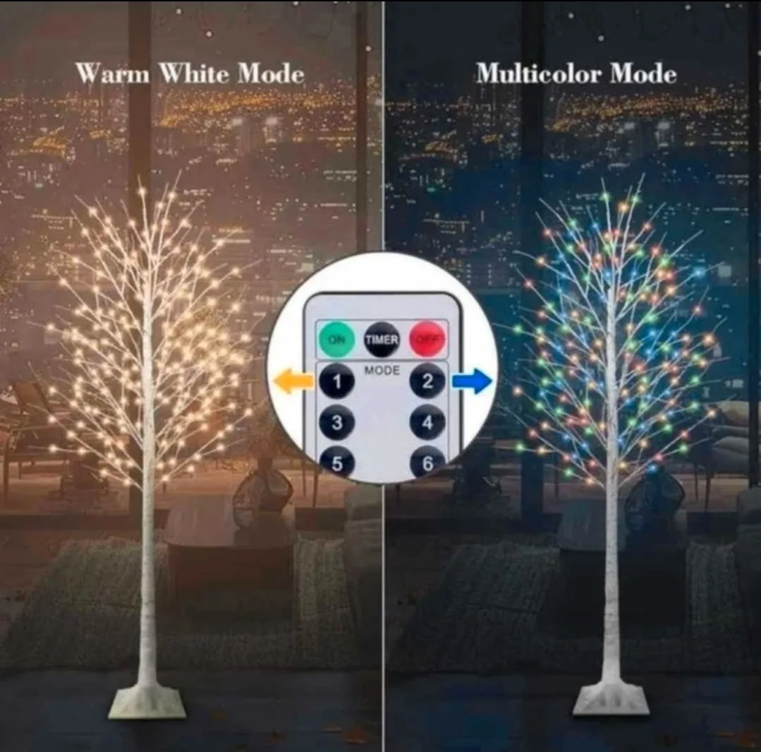8Ft Lighted Birch Tree image indicator(4)