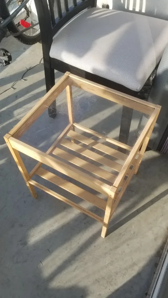Wooden Side Table with Glass Top thumbnail