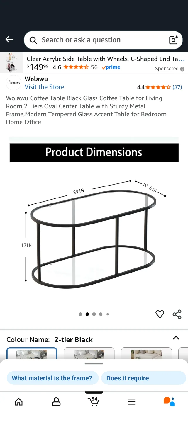 Wolawu Black Glass Coffee Table image indicator(2)