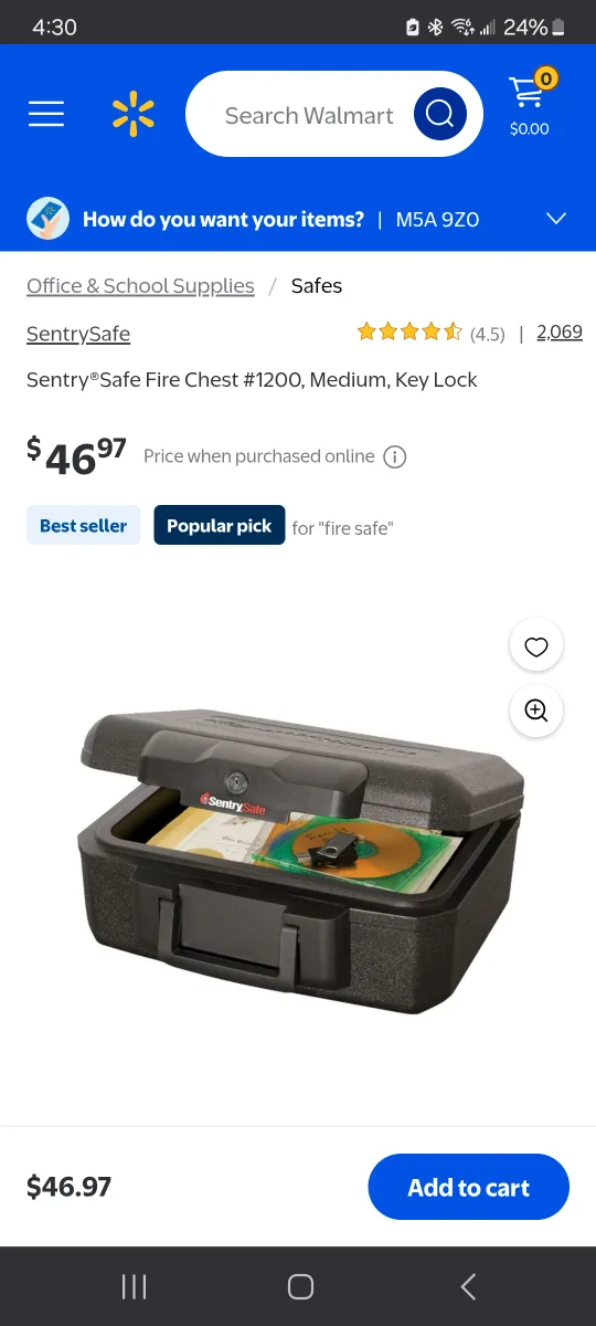 Sentry Safe Fire Chest- Key Lock thumbnail