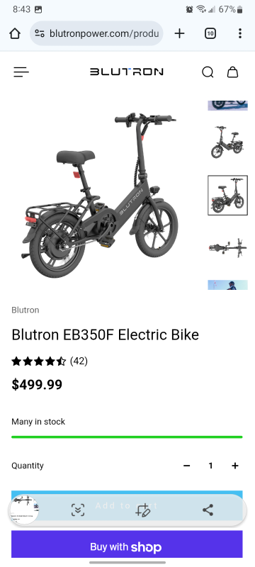 Blutron EB350F Electric Bike - photo 4