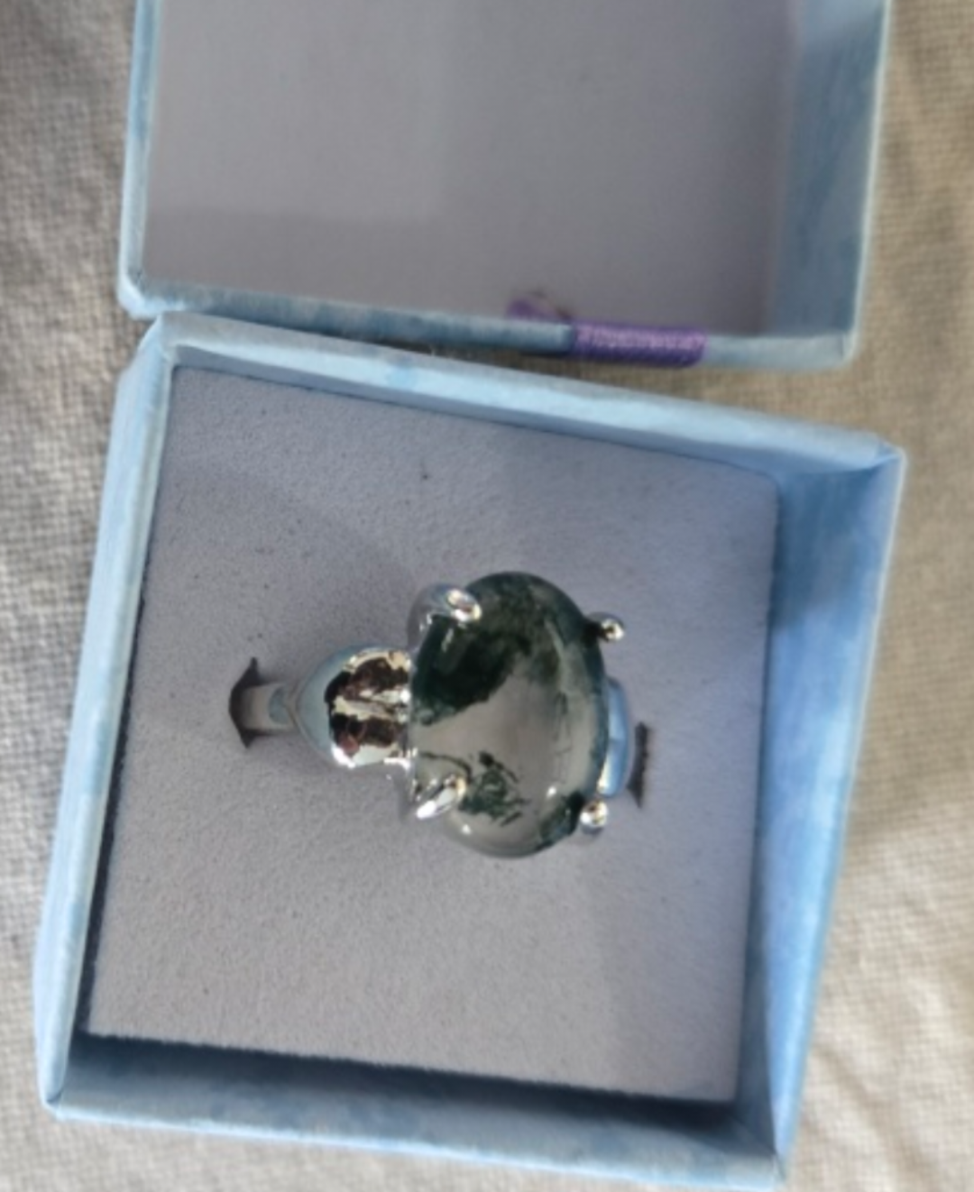 Moss Agate Ring with Box - photo 2