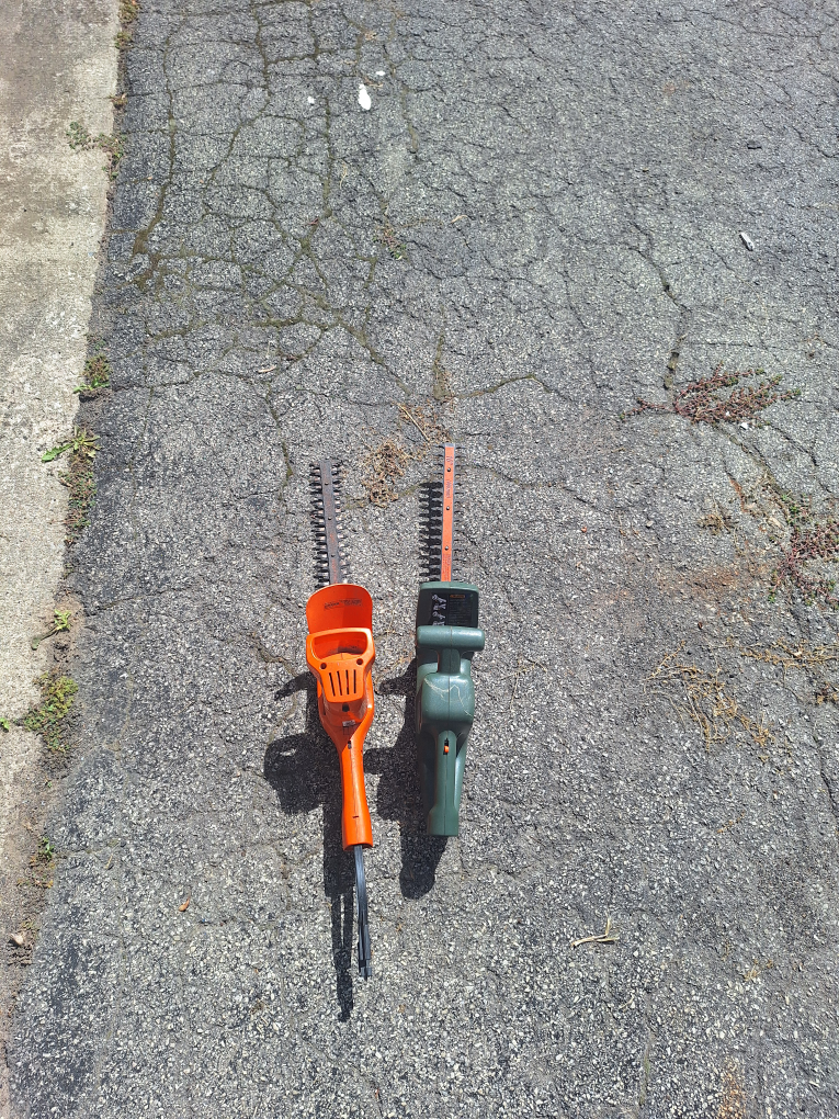 Two Hedge Trimmers - Green & Orange