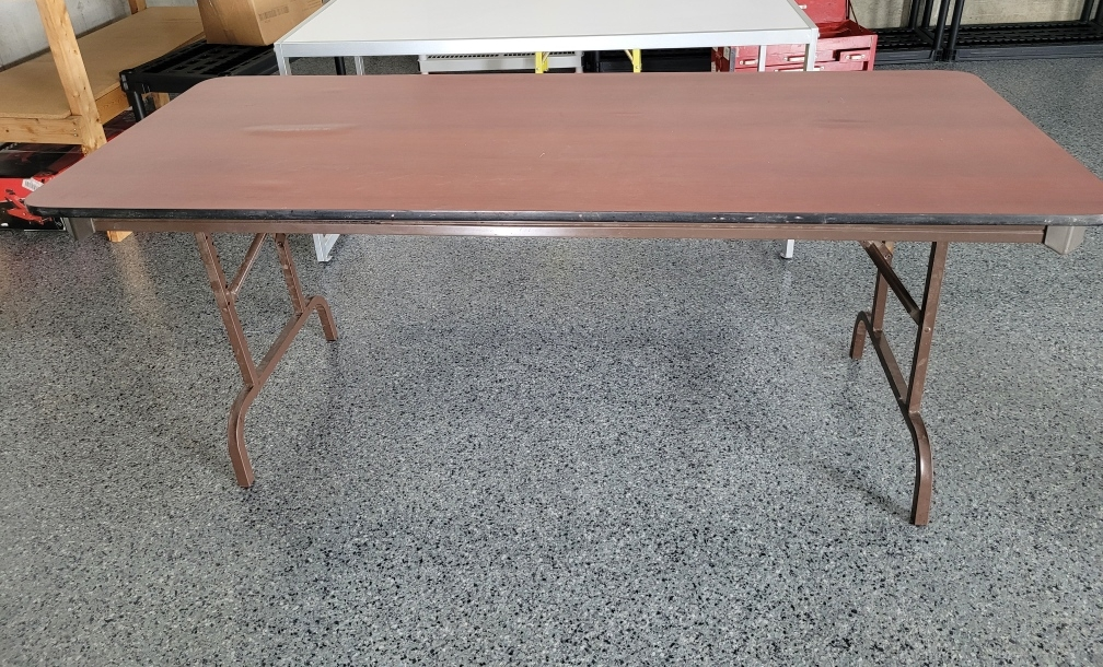 Heavy Duty Folding Table - Brown Wooden Veneer Top