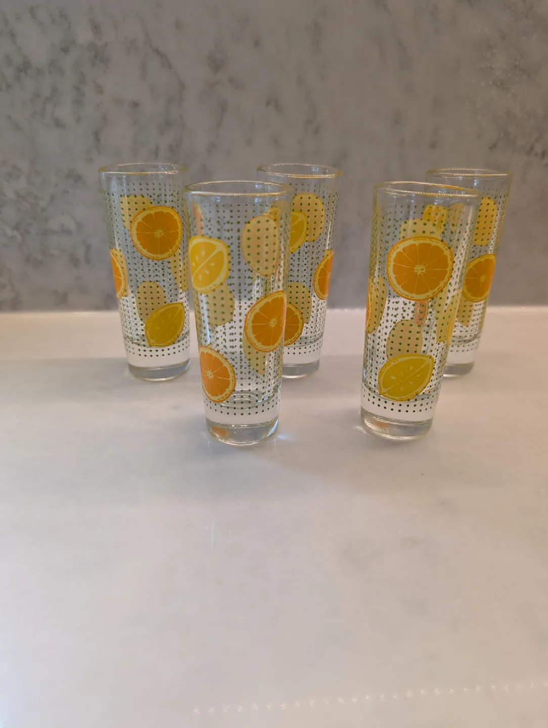 Orange and lemon tall shot glasses thumbnail