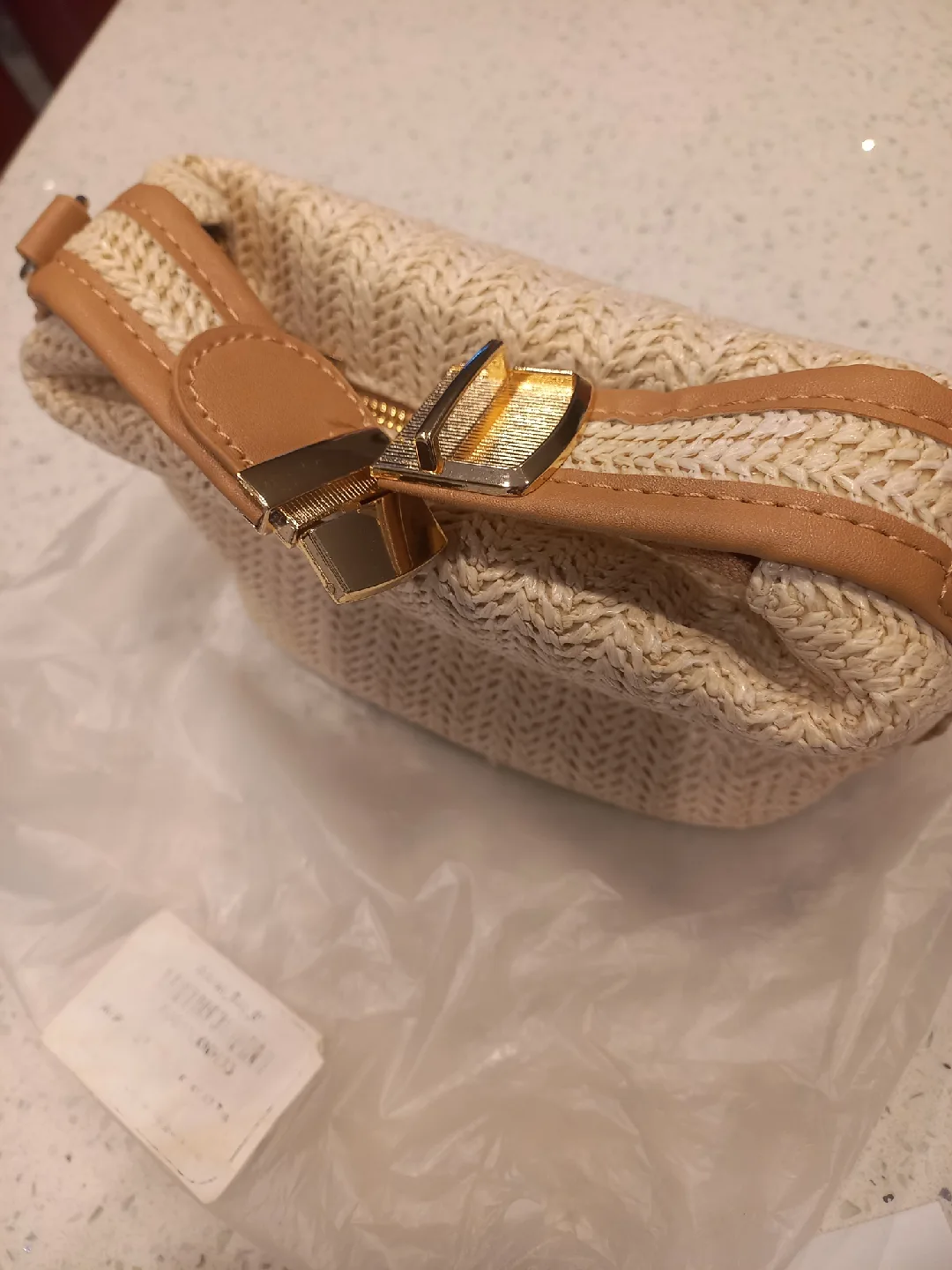 Brand New Women's Straw Crossbody Bag - Beige image indicator(4)