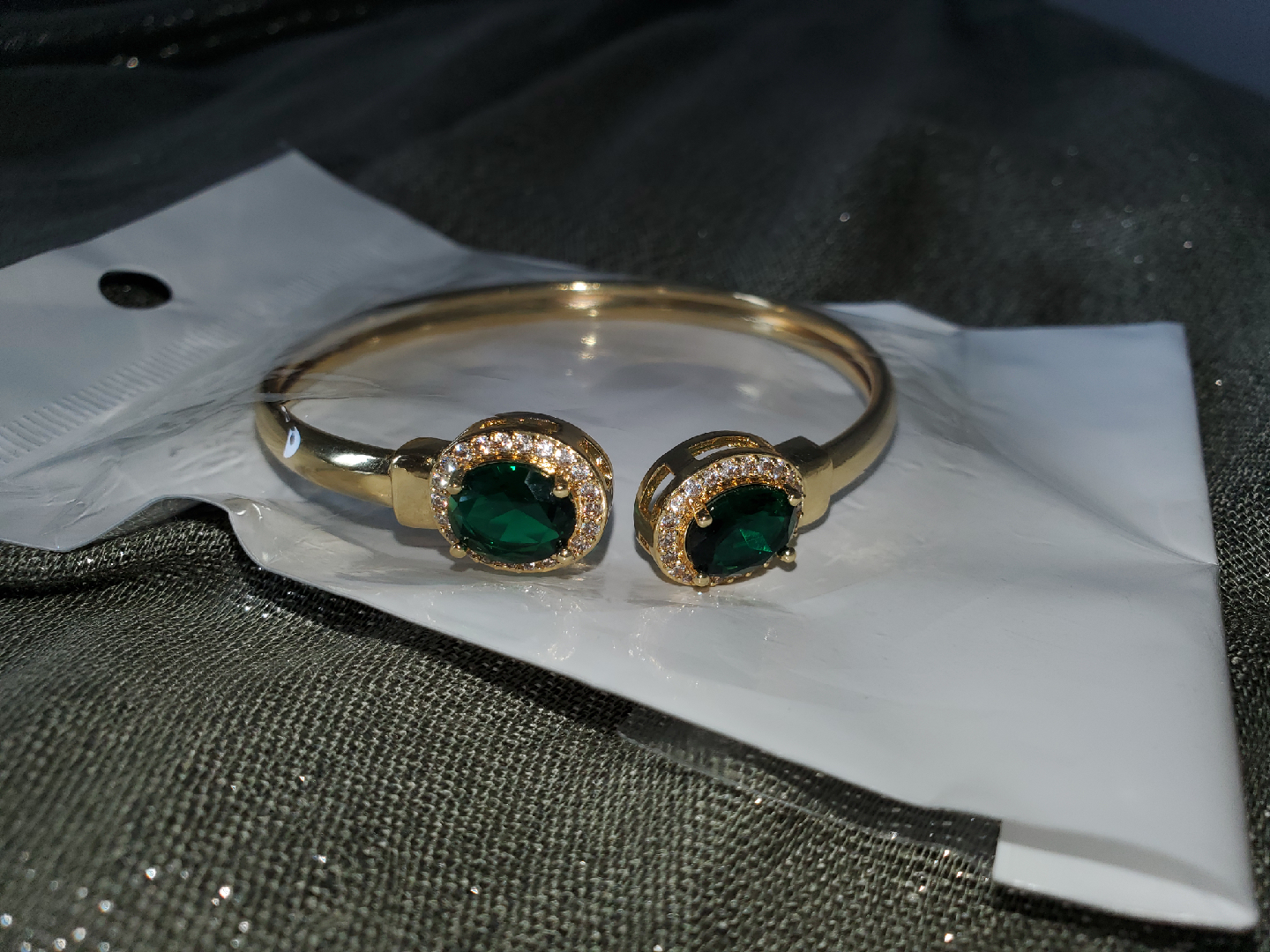 gold plated emerald bracelets - photo 5