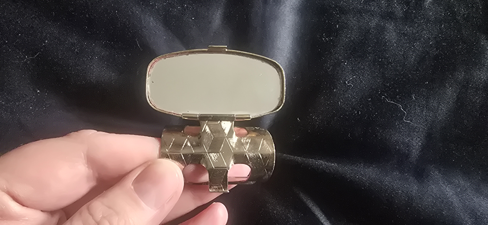 Vintage Gold Tone Floral Ring with Mirror - photo 2