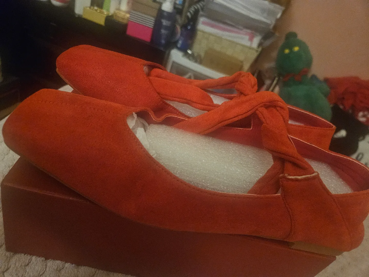 Red Suede Ballet Flats thumbnail