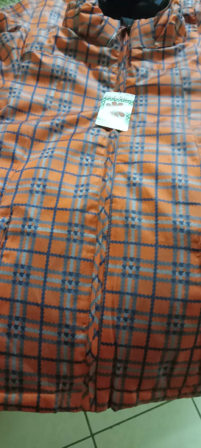 Pink & Blue Orange Plaid Puffer Jacket thumbnail