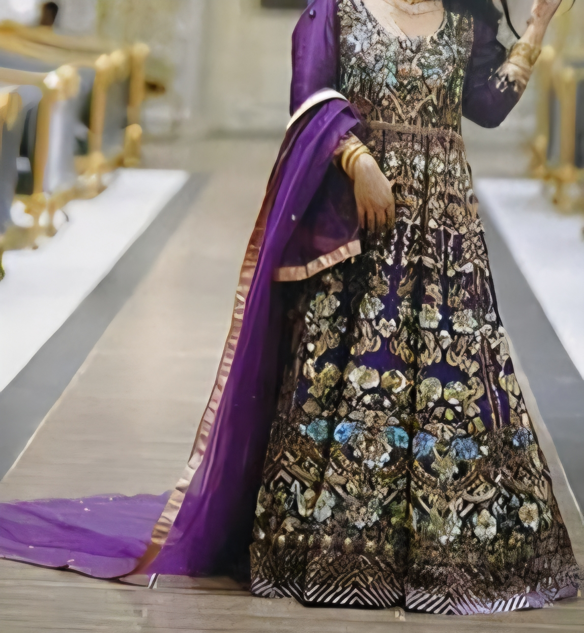 Purple Embroidered Anarkali Dress - photo 2