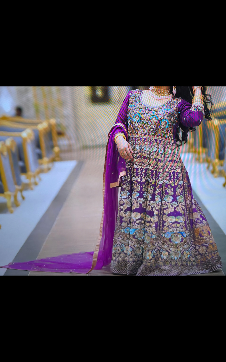 Purple Embroidered Anarkali Dress - photo 5