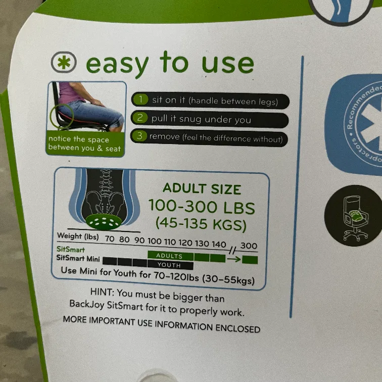 Backjoy SitSmart Back & Posture Relief - Adult Size 🥕 image indicator(4)