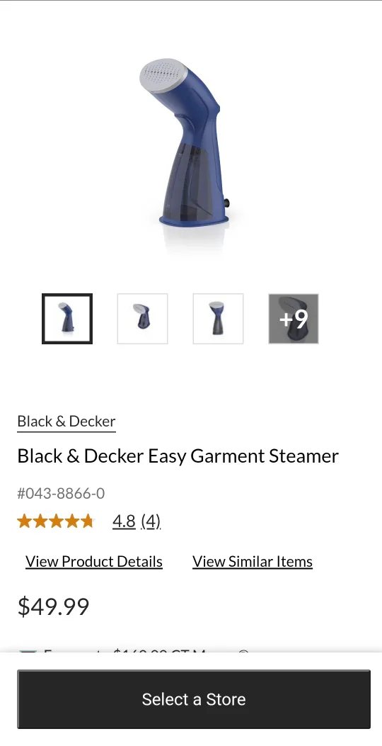 Brand New Black & Decker Easy Garment Steamer