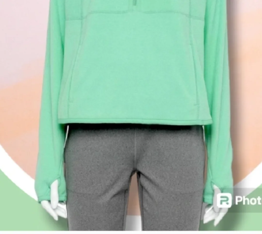 NWT XXL ¼ Zip Mock Neck Fleece Pull Over Top w Kangaroo Pocket image indicator(3)